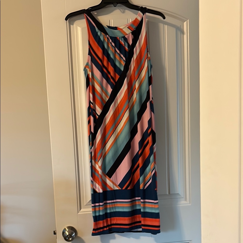 Roz & Ali Pink and Black Asymmetrical Sheath Dress Resort Wear